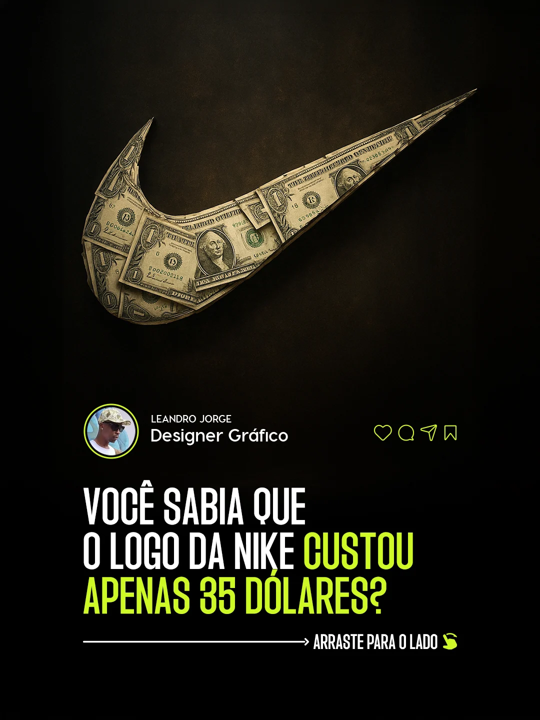 Post do Instagram: Você sabia que o logo da Nike custou apenas 35 dólares?